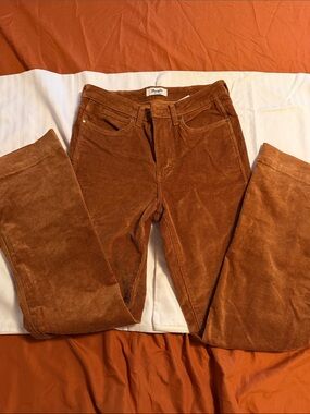 Corduroy Wide-Leg Jeans in Rust Brown